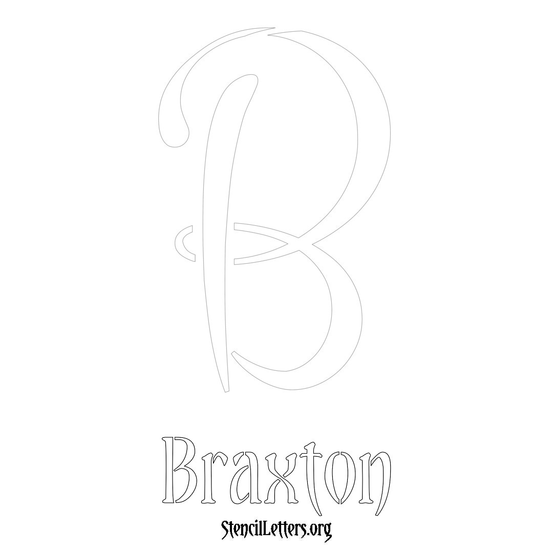 Braxton printable name initial stencil in Vintage Brush Lettering