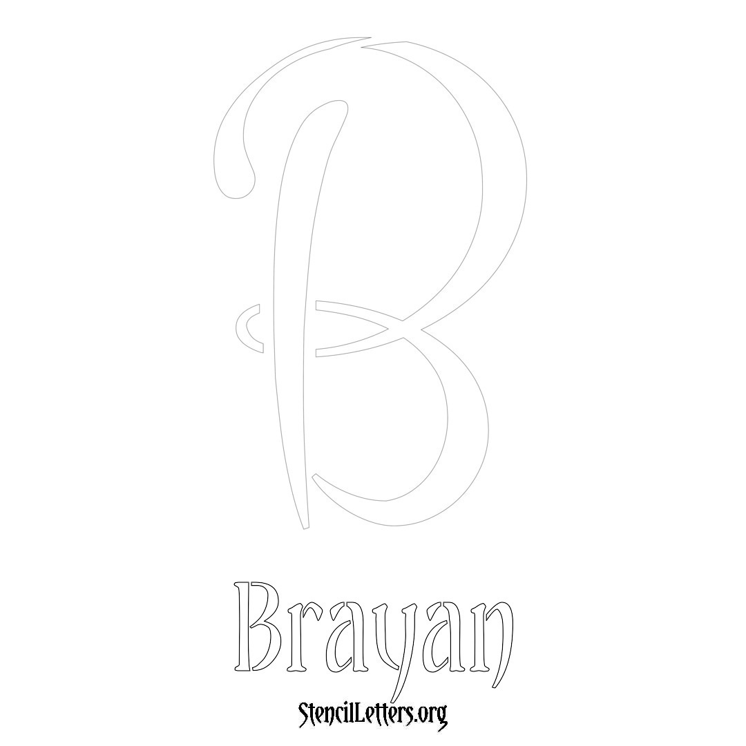 Brayan printable name initial stencil in Vintage Brush Lettering