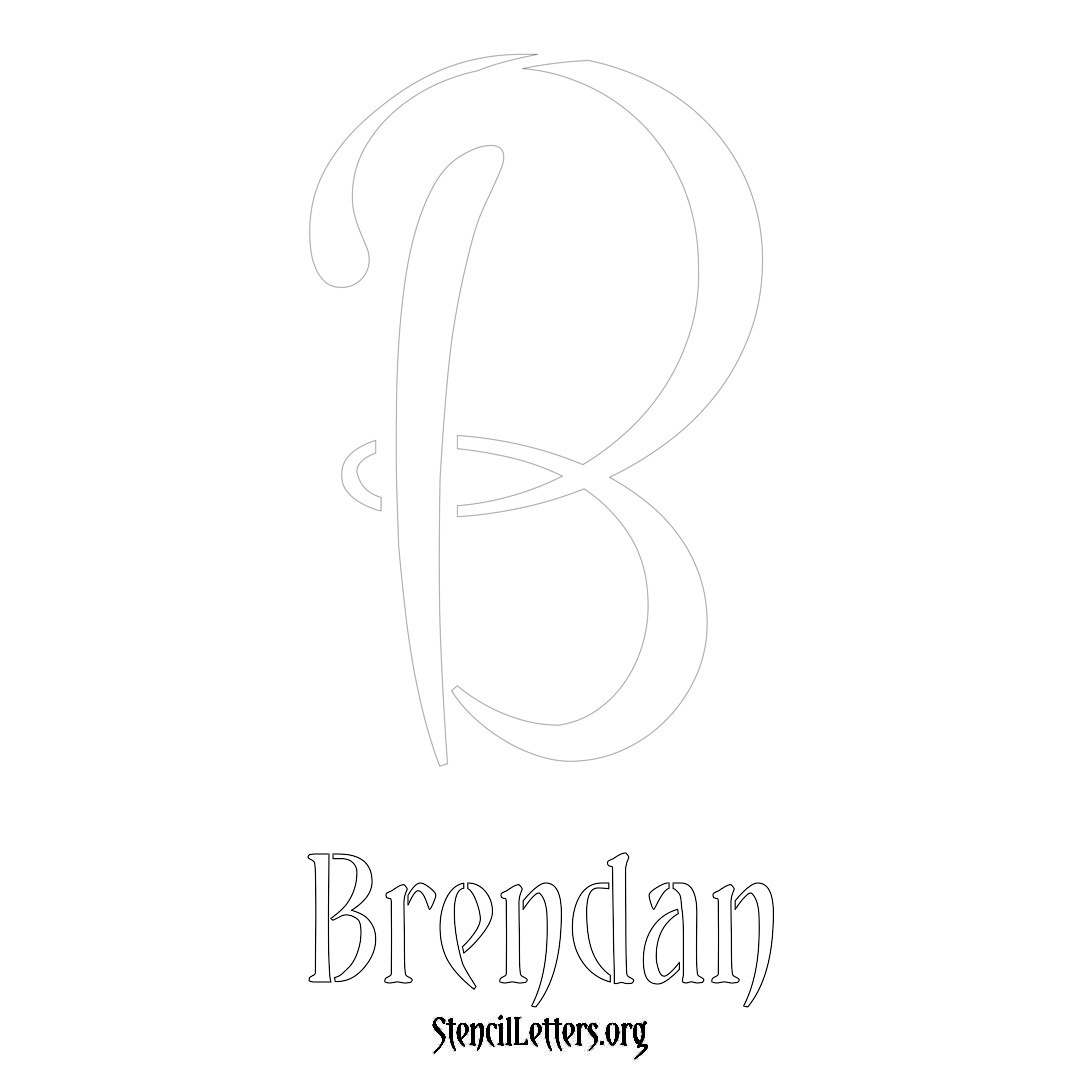 Brendan printable name initial stencil in Vintage Brush Lettering