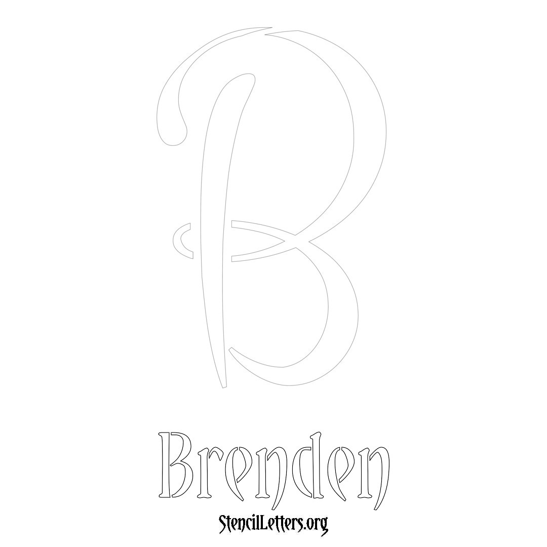 Brenden printable name initial stencil in Vintage Brush Lettering