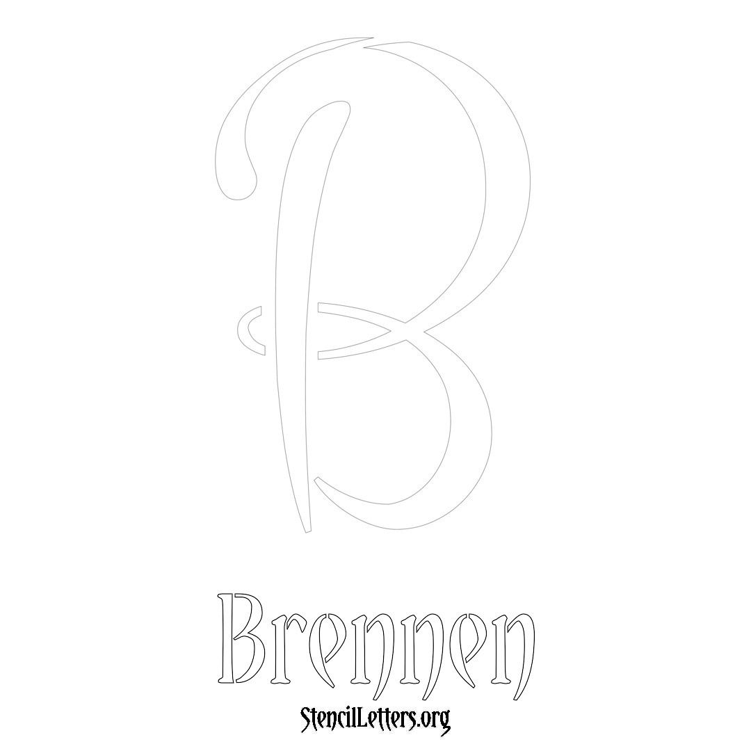 Brennen printable name initial stencil in Vintage Brush Lettering