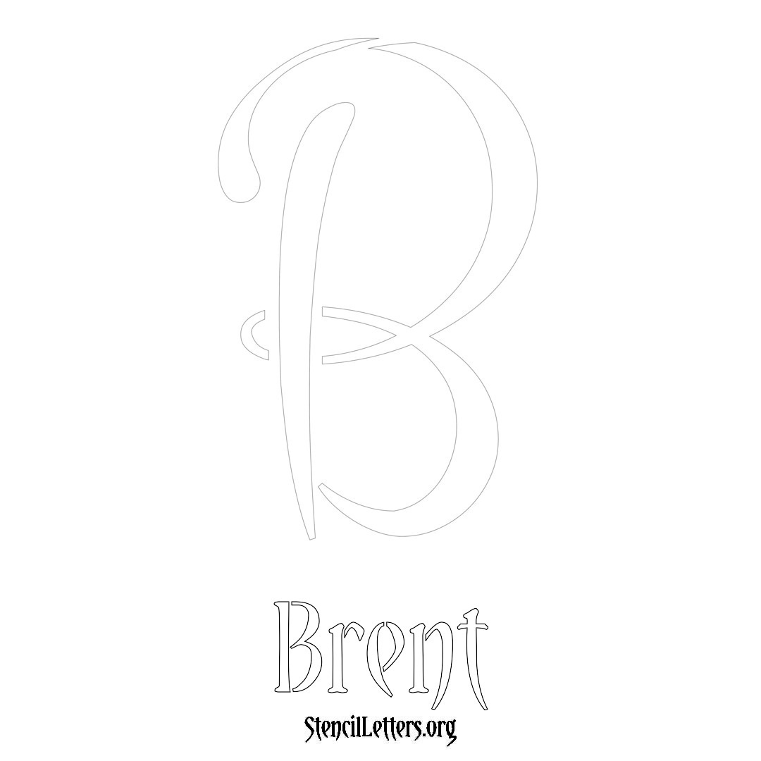 Brent printable name initial stencil in Vintage Brush Lettering