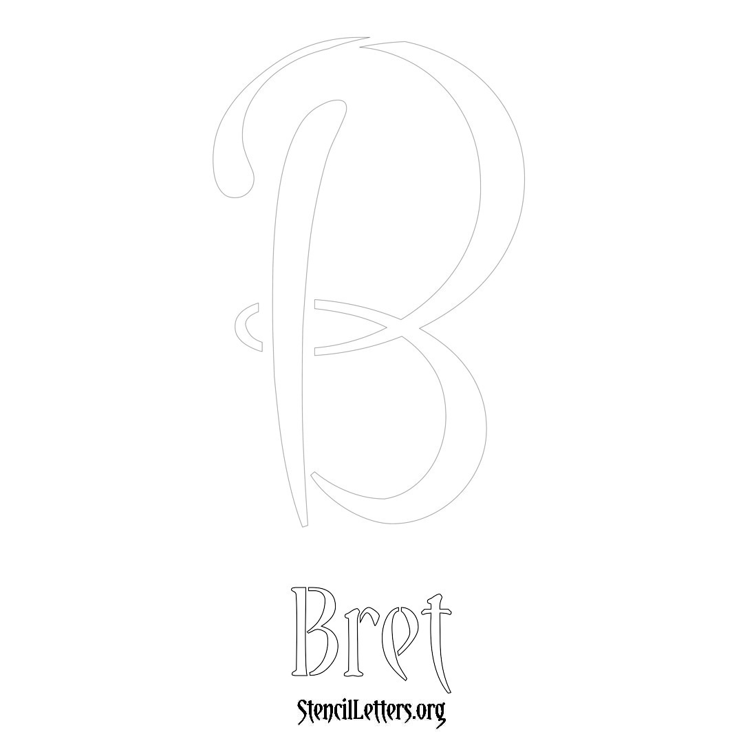 Bret printable name initial stencil in Vintage Brush Lettering