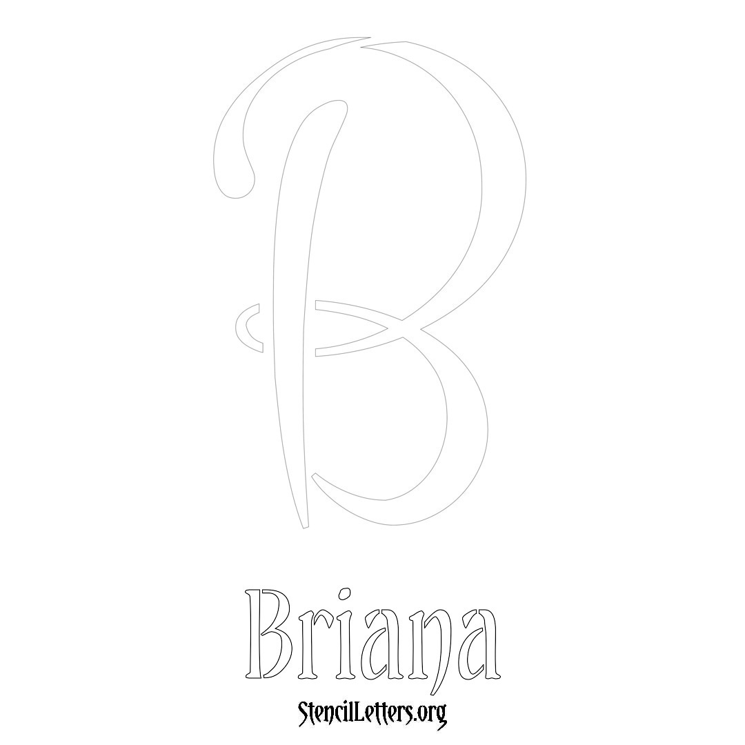 Briana printable name initial stencil in Vintage Brush Lettering