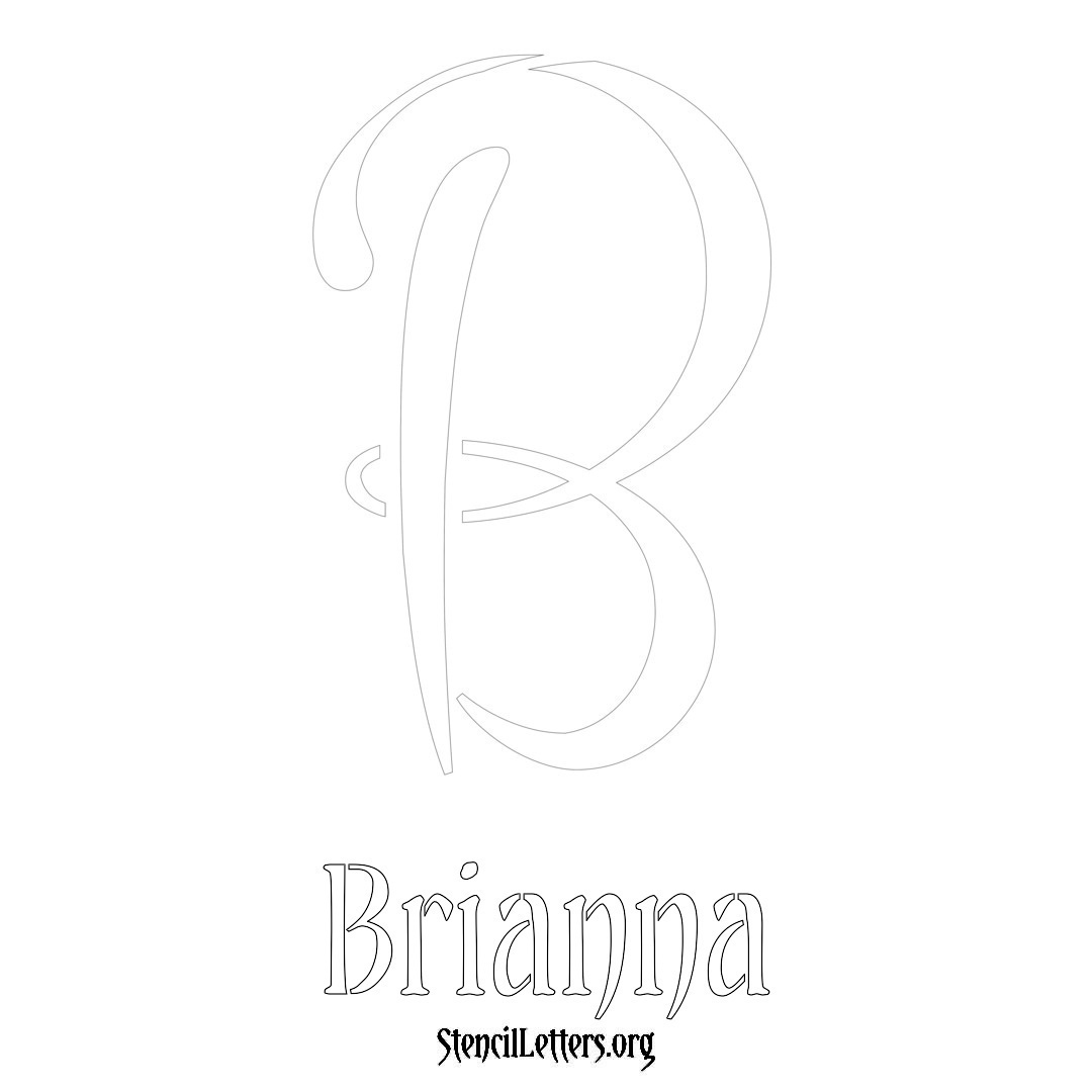 Brianna printable name initial stencil in Vintage Brush Lettering