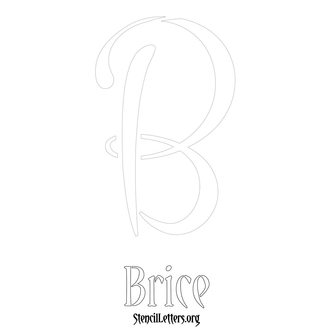 Brice printable name initial stencil in Vintage Brush Lettering