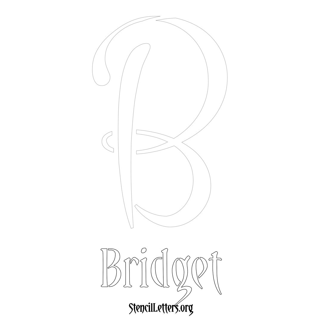 Bridget printable name initial stencil in Vintage Brush Lettering