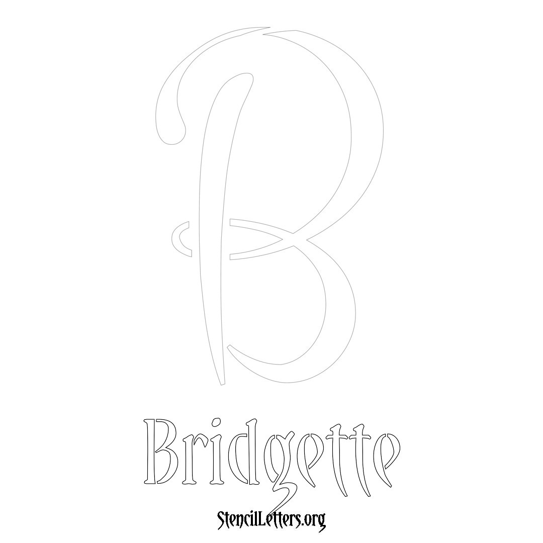 Bridgette printable name initial stencil in Vintage Brush Lettering