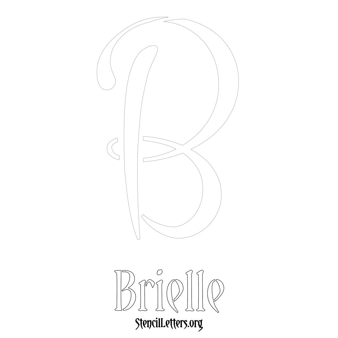 Brielle printable name initial stencil in Vintage Brush Lettering