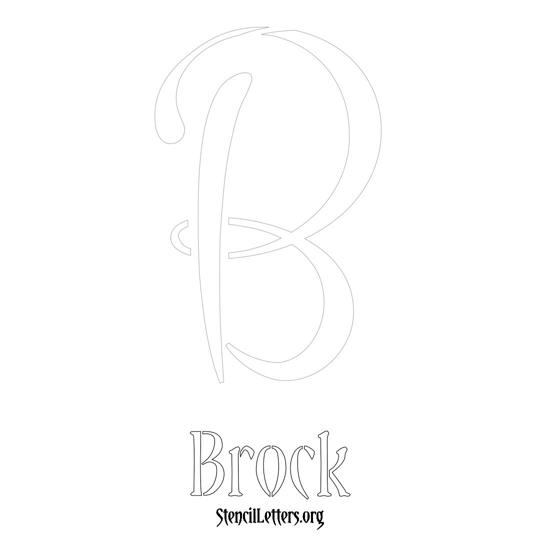 Brock printable name initial stencil in Vintage Brush Lettering