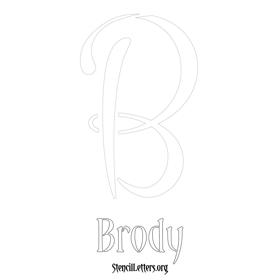 Brody printable name initial stencil in Vintage Brush Lettering