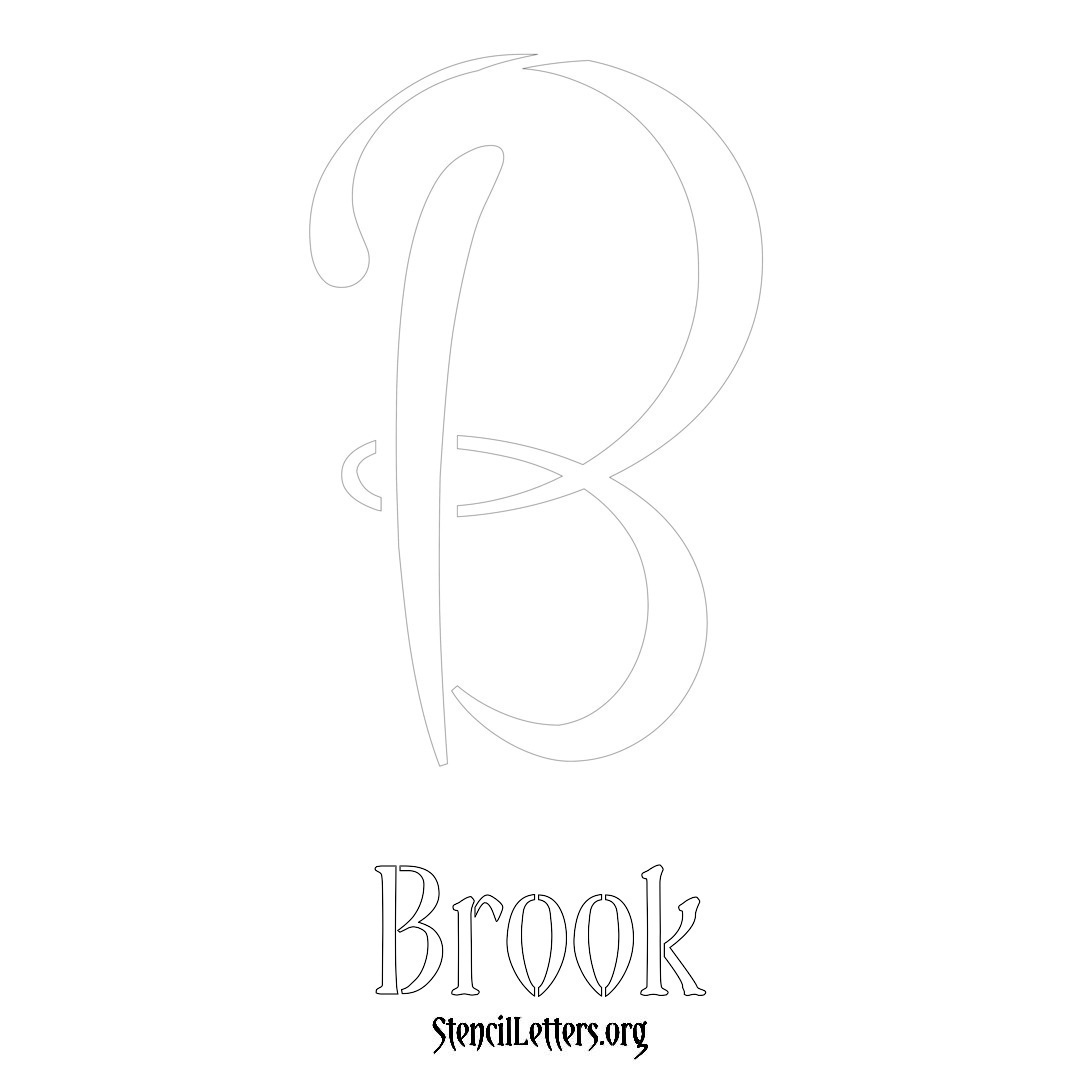 Brook printable name initial stencil in Vintage Brush Lettering