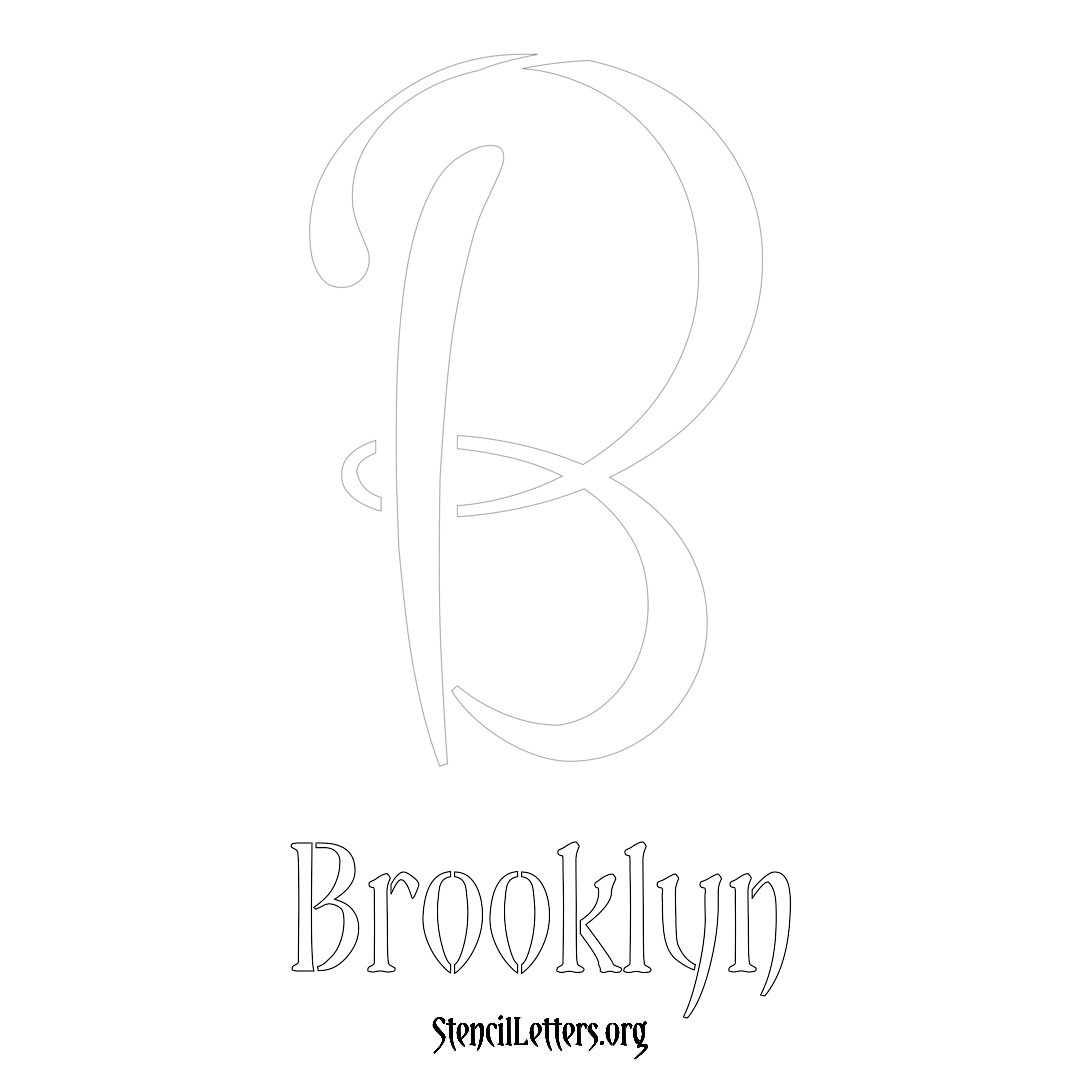 Brooklyn printable name initial stencil in Vintage Brush Lettering