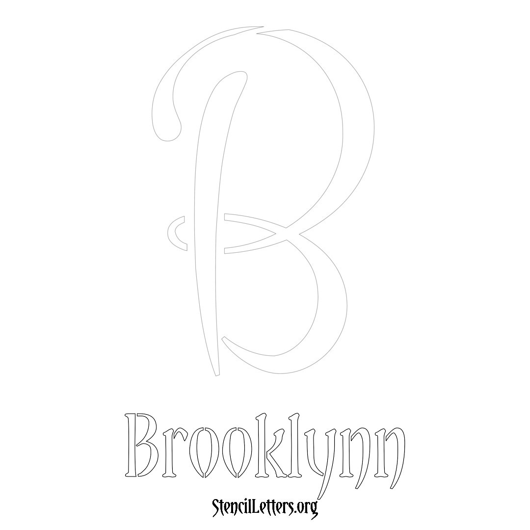 Brooklynn printable name initial stencil in Vintage Brush Lettering