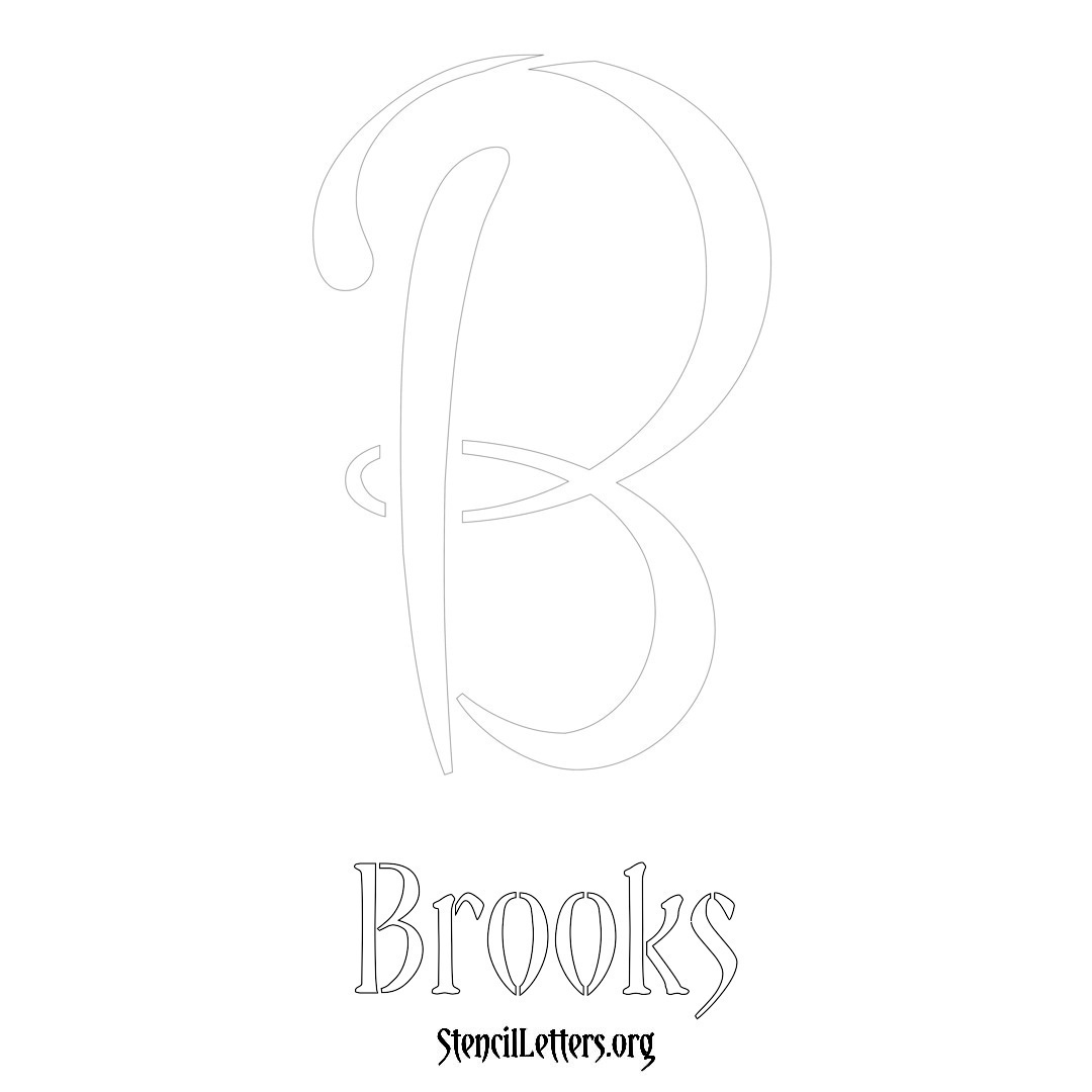 Brooks printable name initial stencil in Vintage Brush Lettering
