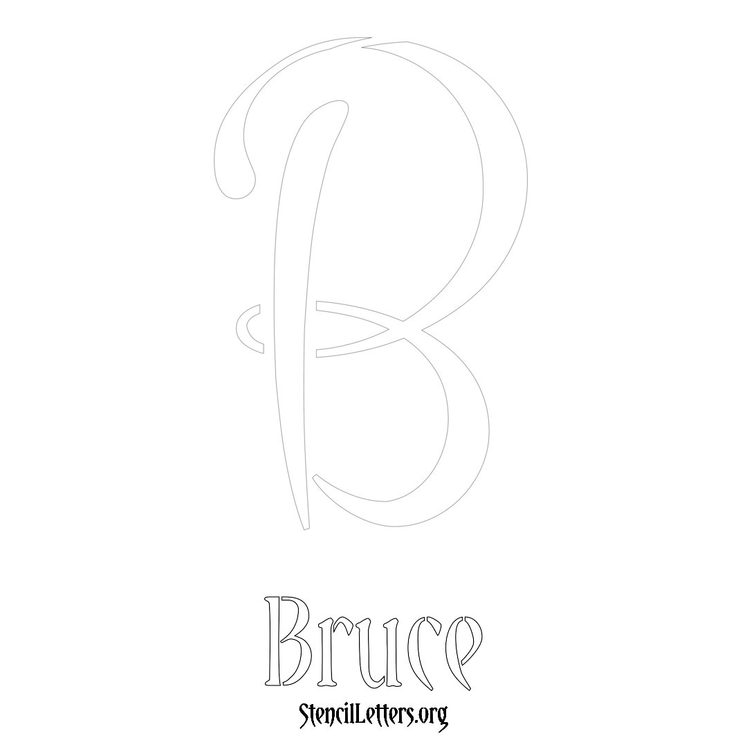 Bruce printable name initial stencil in Vintage Brush Lettering