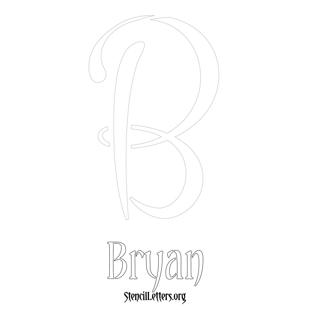 Bryan printable name initial stencil in Vintage Brush Lettering