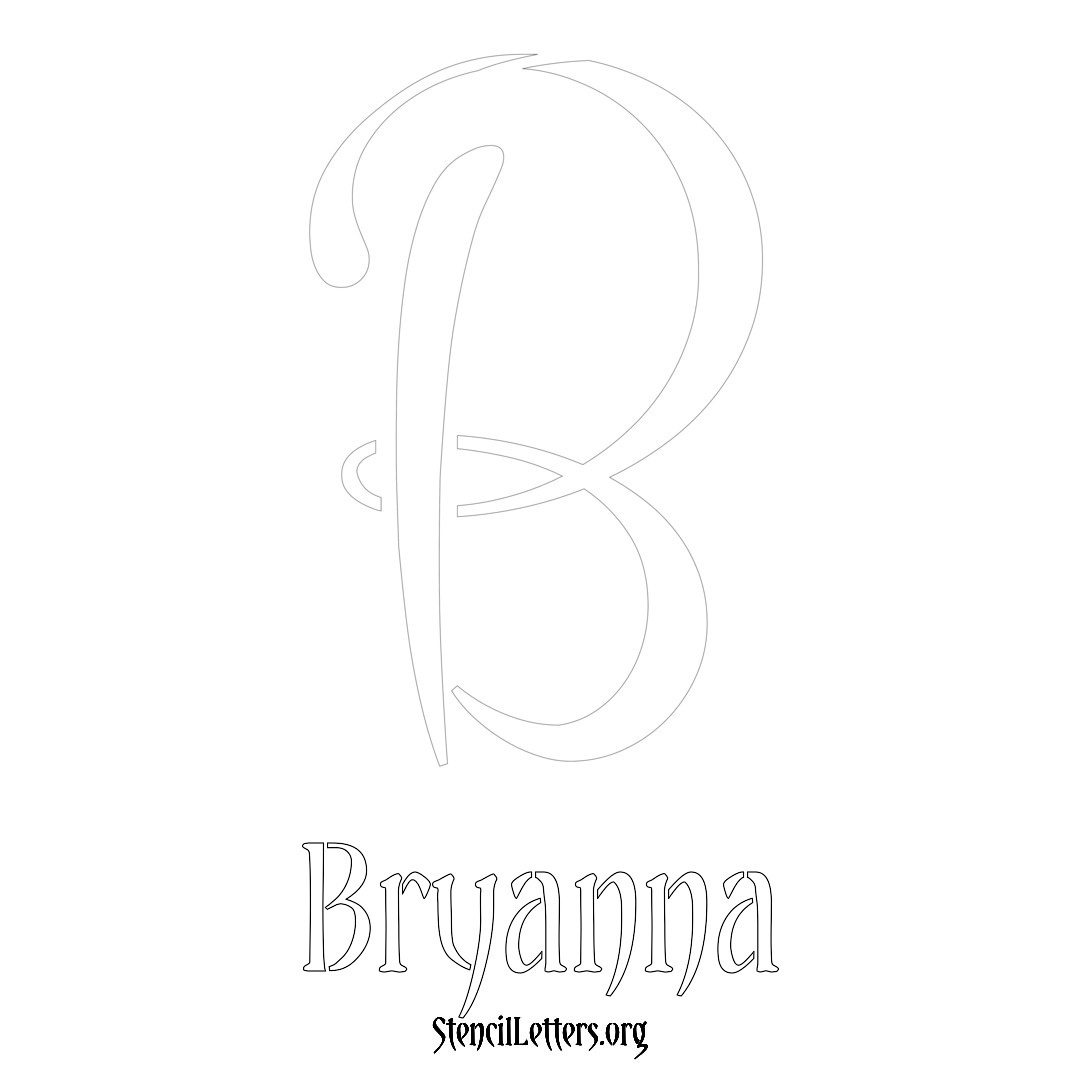 Bryanna printable name initial stencil in Vintage Brush Lettering