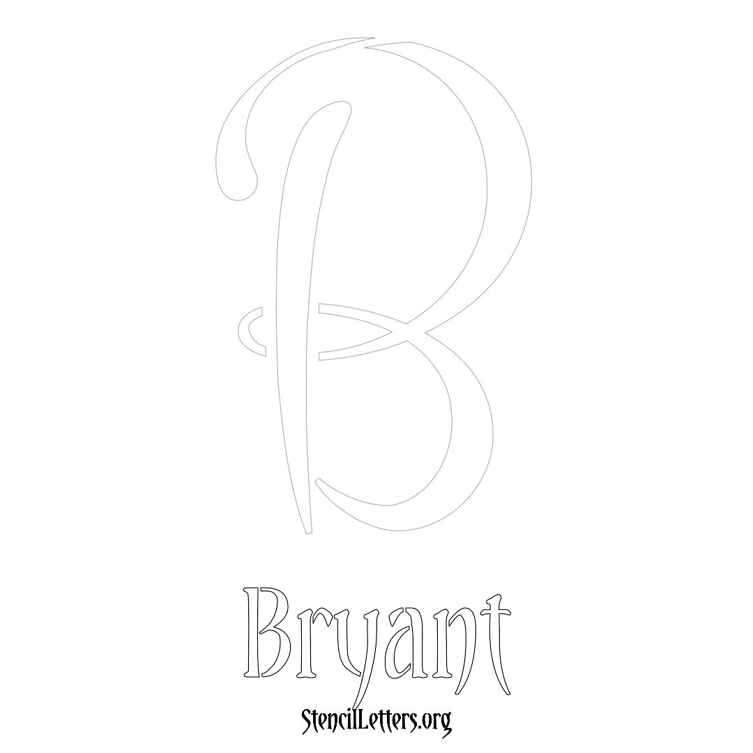 Bryant printable name initial stencil in Vintage Brush Lettering