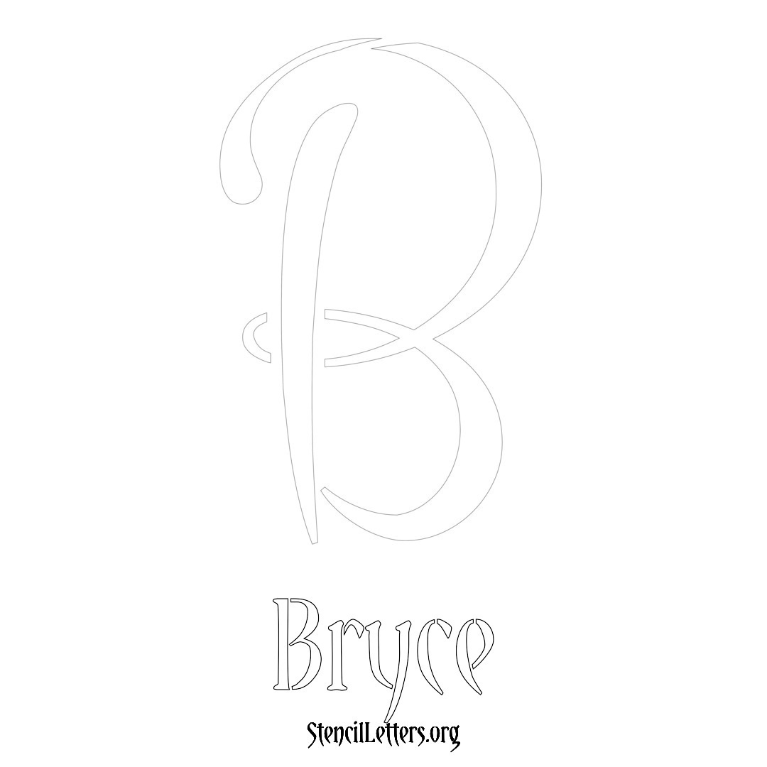 Bryce printable name initial stencil in Vintage Brush Lettering