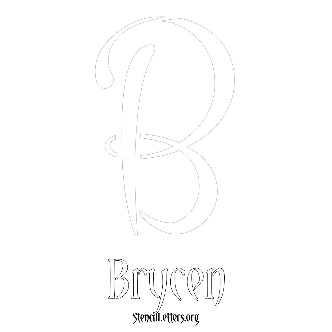 Brycen printable name initial stencil in Vintage Brush Lettering