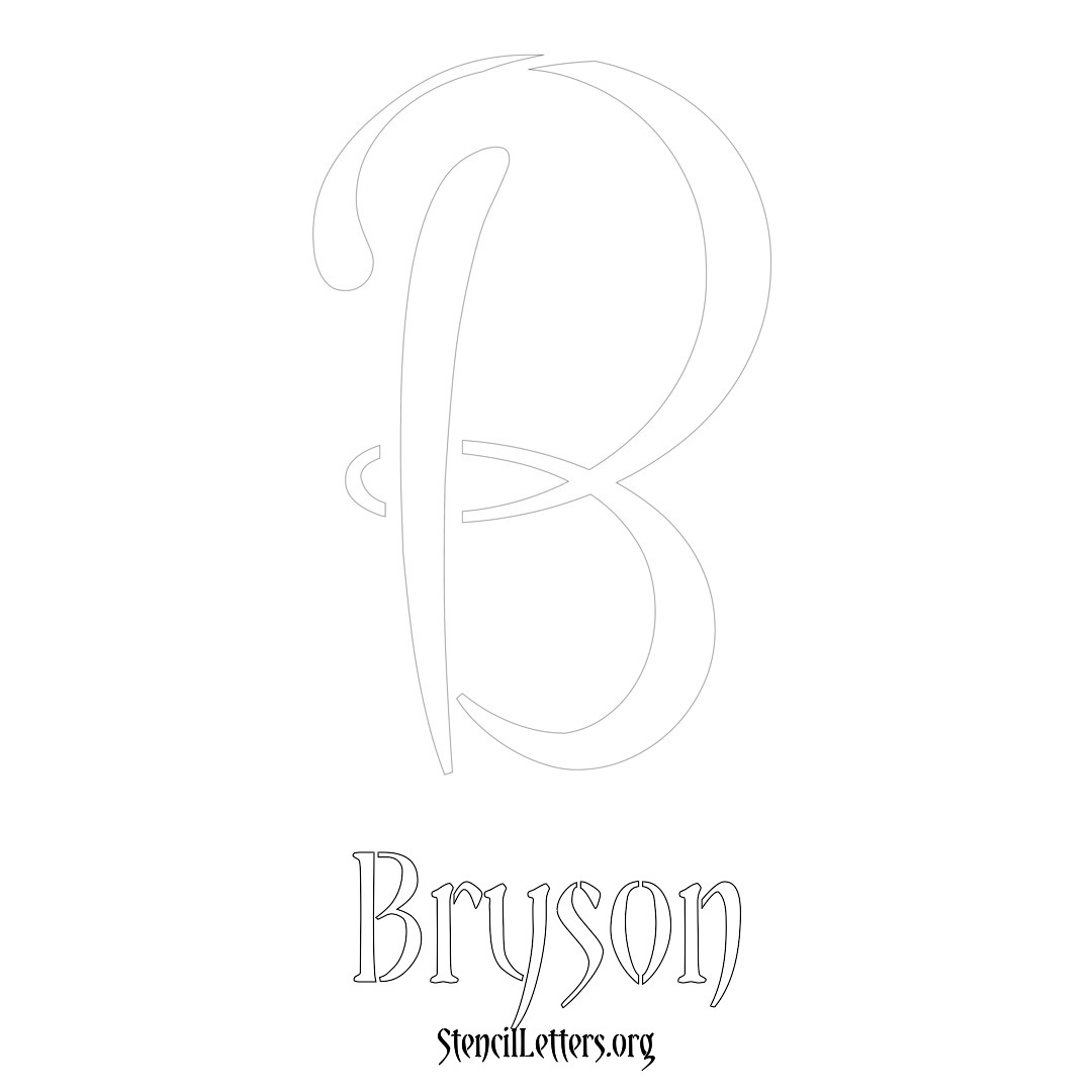 Bryson printable name initial stencil in Vintage Brush Lettering