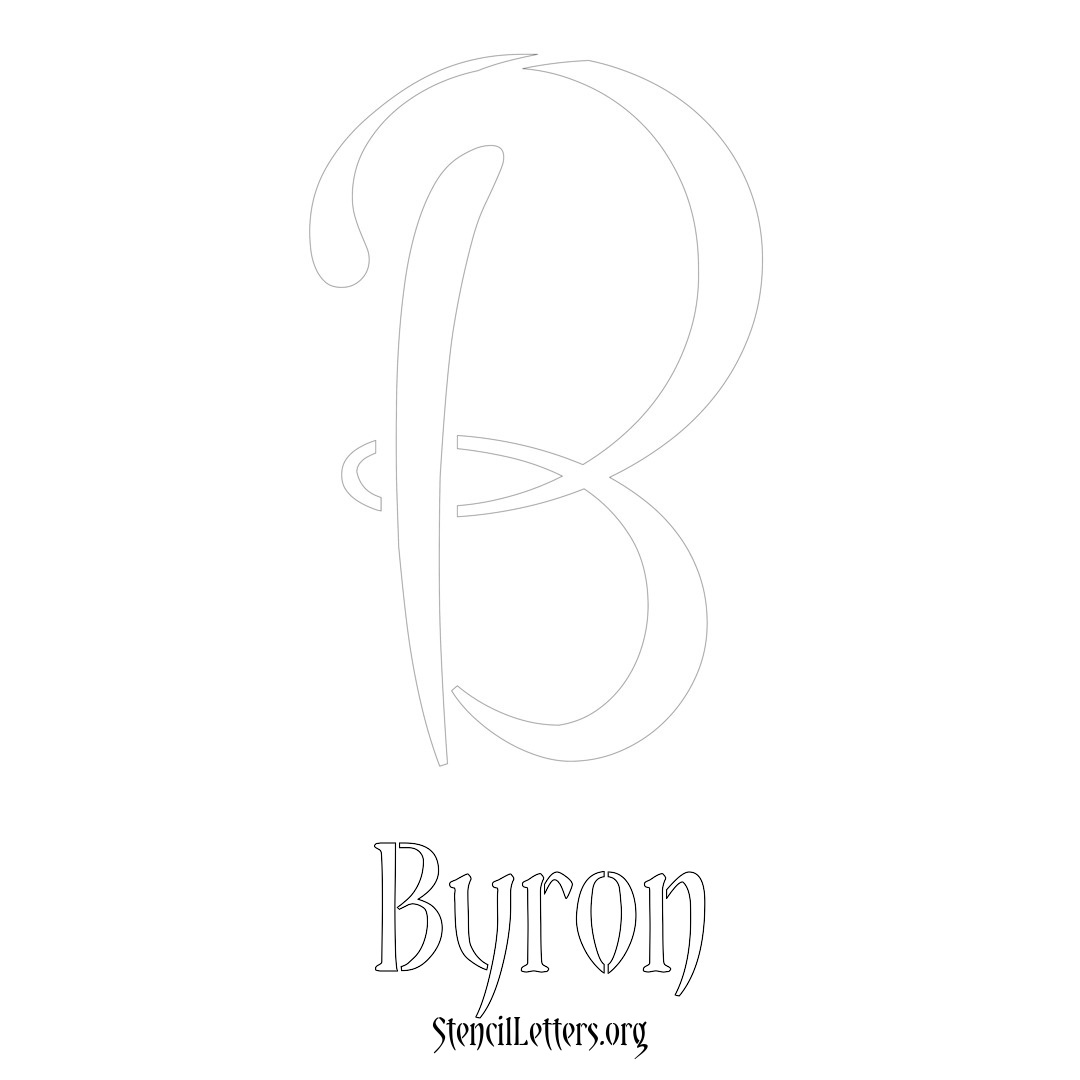 Byron printable name initial stencil in Vintage Brush Lettering