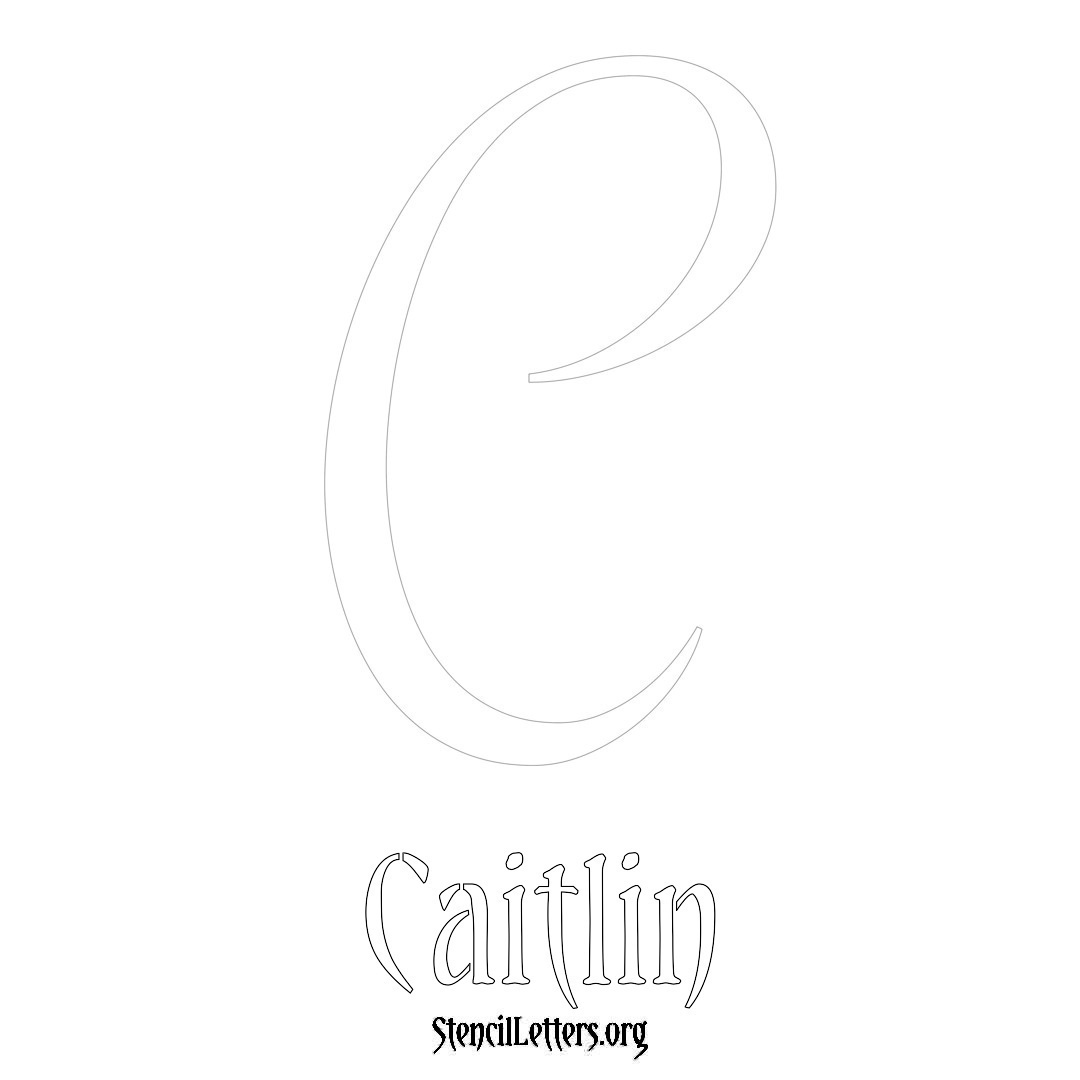 Caitlin printable name initial stencil in Vintage Brush Lettering