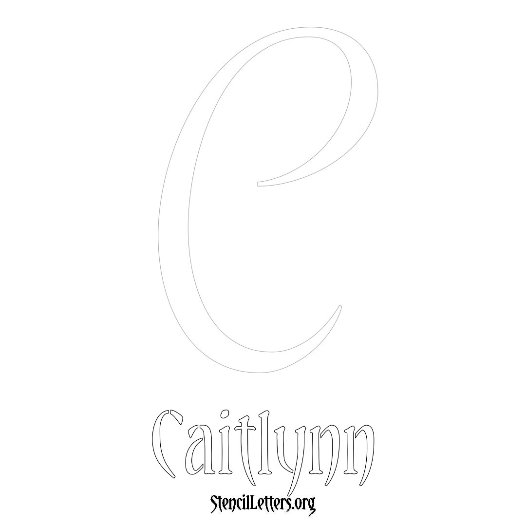 Caitlynn printable name initial stencil in Vintage Brush Lettering