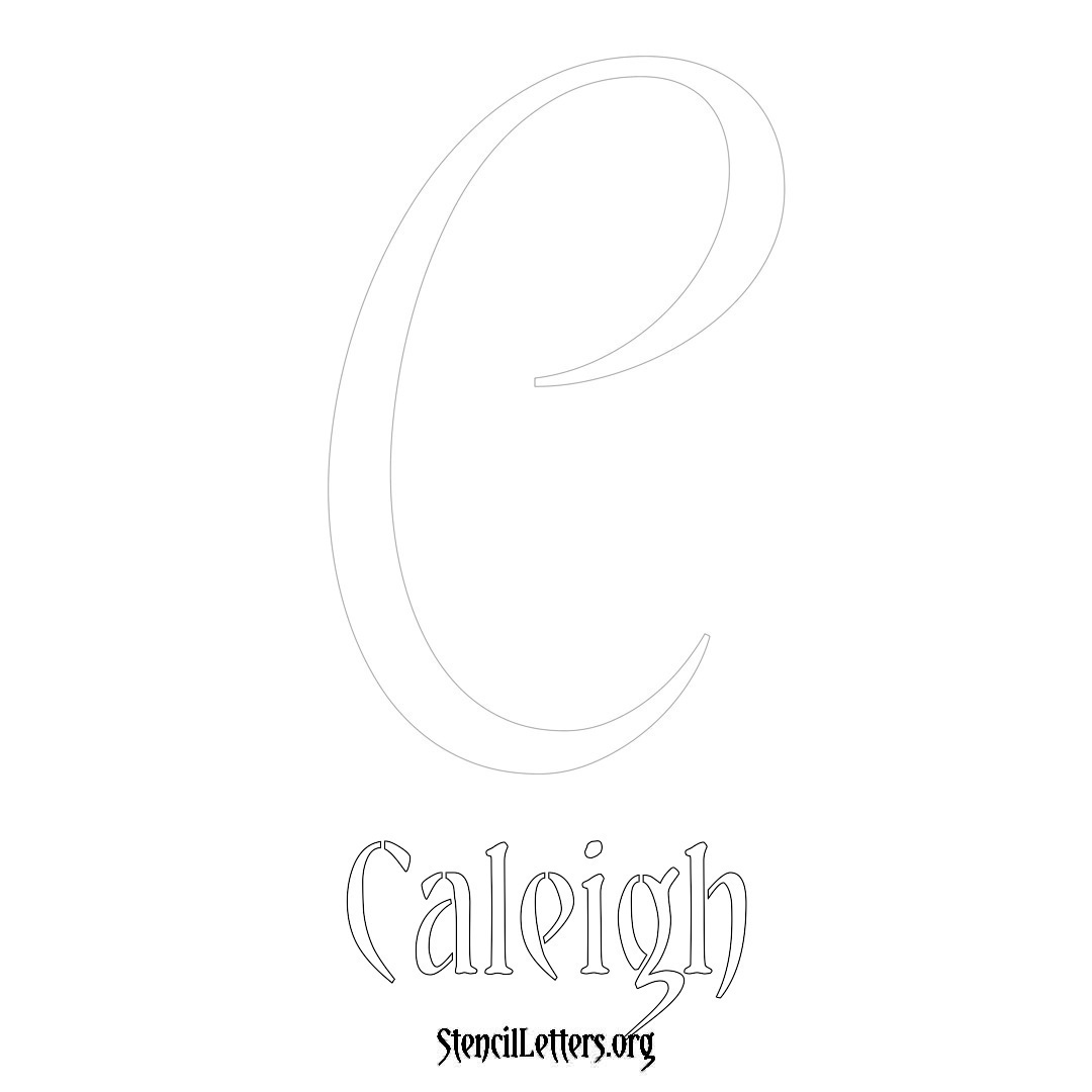 Caleigh printable name initial stencil in Vintage Brush Lettering