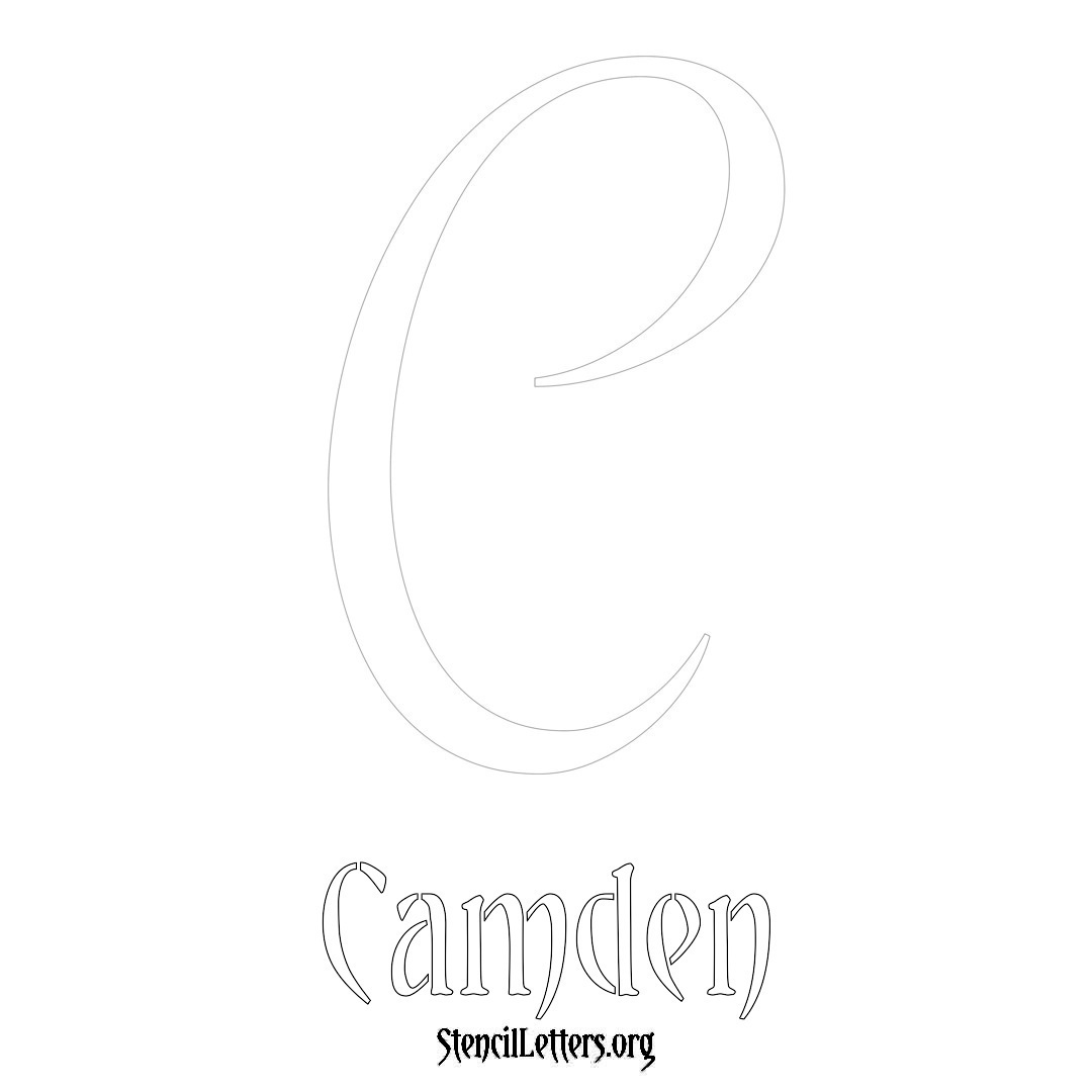 Camden printable name initial stencil in Vintage Brush Lettering
