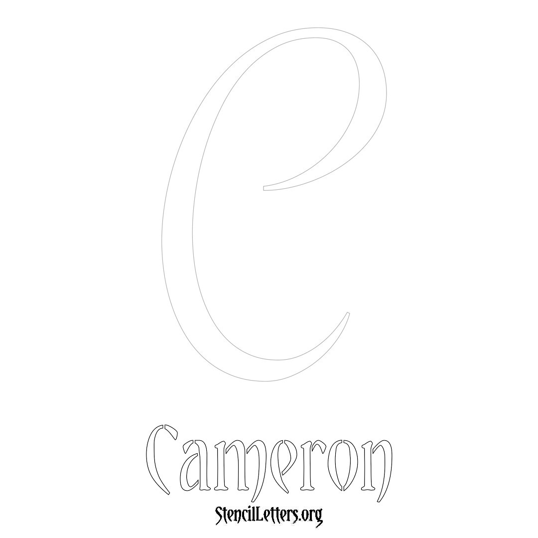 Cameron printable name initial stencil in Vintage Brush Lettering