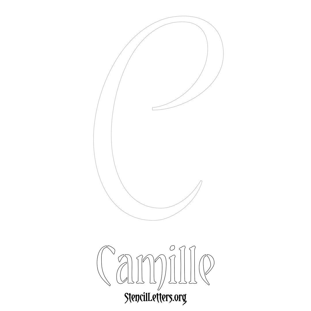 Camille printable name initial stencil in Vintage Brush Lettering