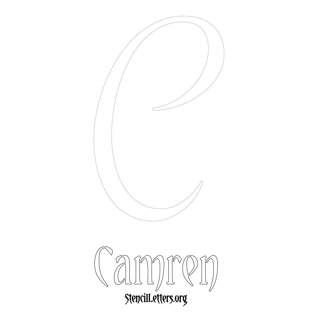 Camren printable name initial stencil in Vintage Brush Lettering