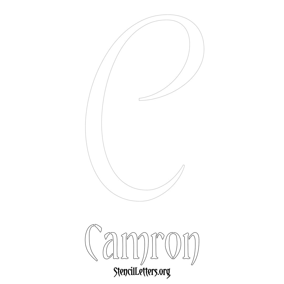 Camron printable name initial stencil in Vintage Brush Lettering