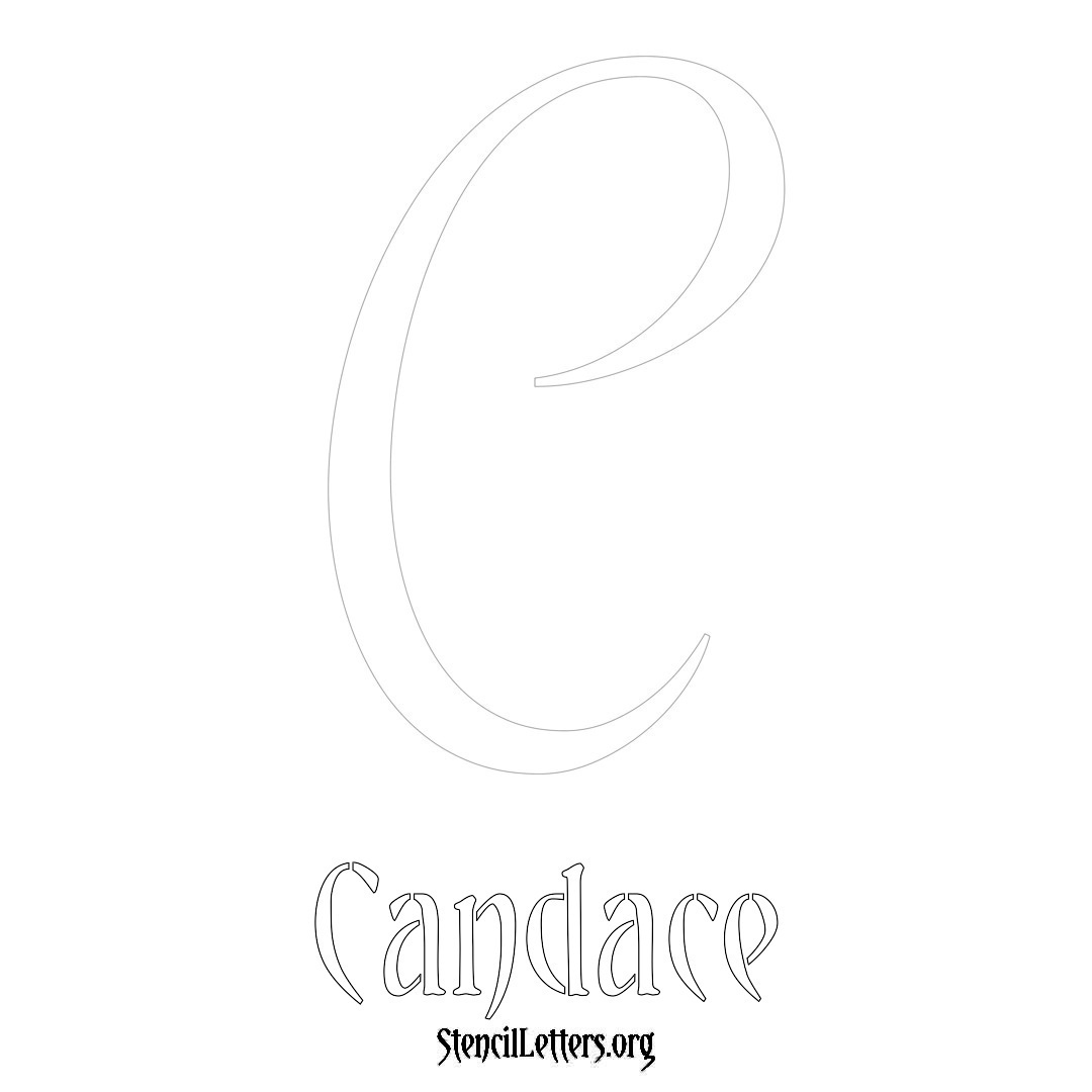 Candace printable name initial stencil in Vintage Brush Lettering