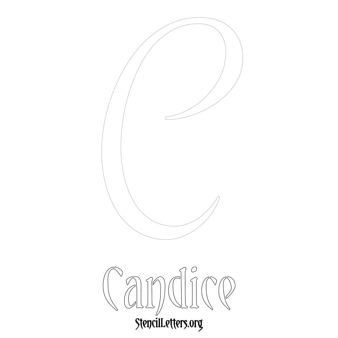 Candice printable name initial stencil in Vintage Brush Lettering