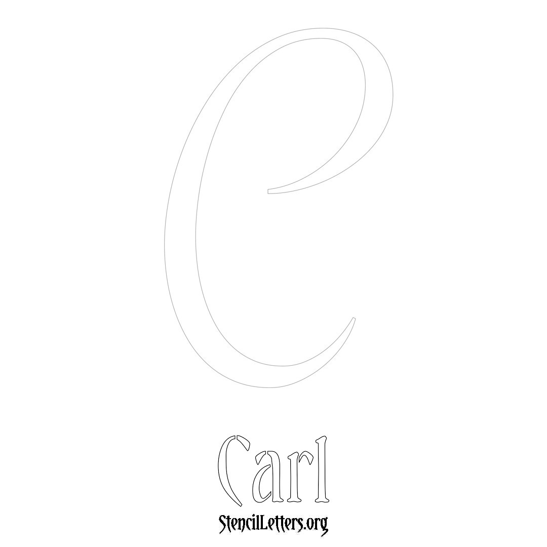 Carl printable name initial stencil in Vintage Brush Lettering