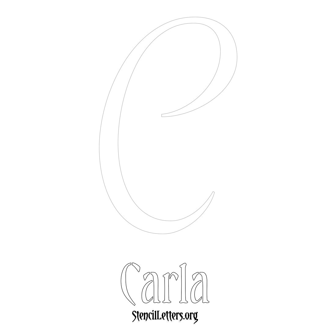Carla printable name initial stencil in Vintage Brush Lettering