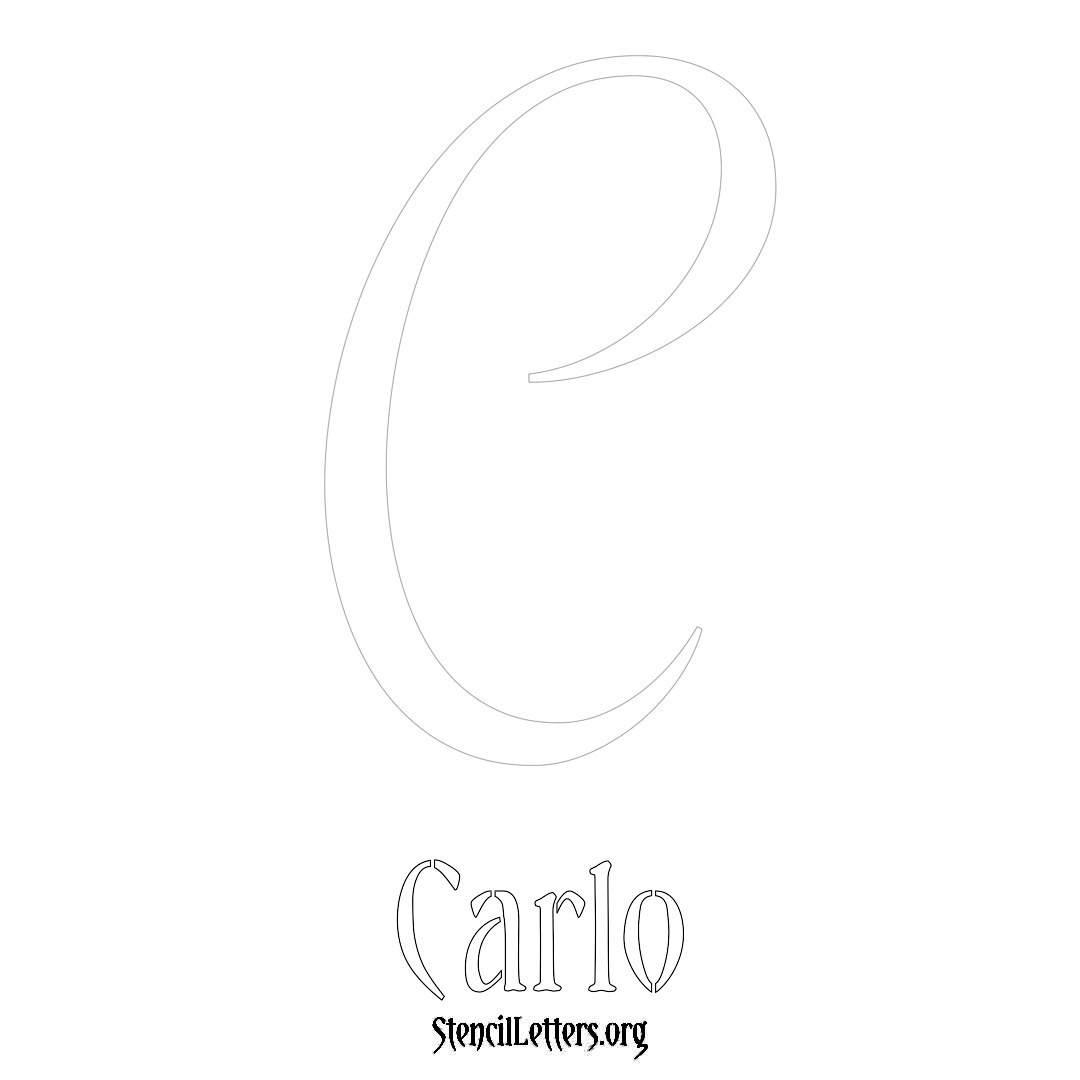 Carlo printable name initial stencil in Vintage Brush Lettering