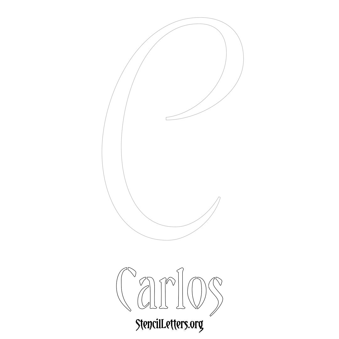 Carlos printable name initial stencil in Vintage Brush Lettering