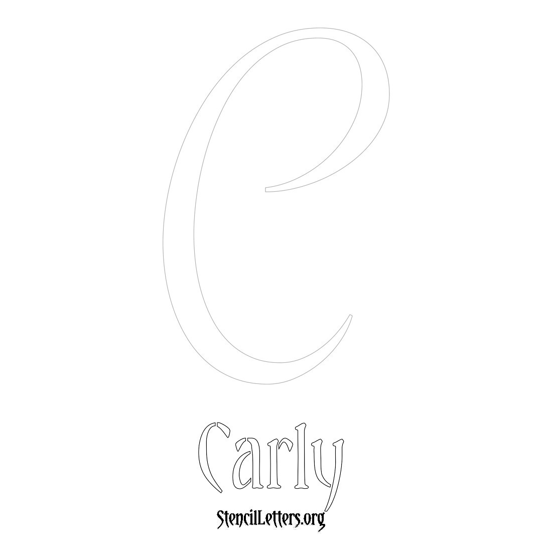 Carly printable name initial stencil in Vintage Brush Lettering