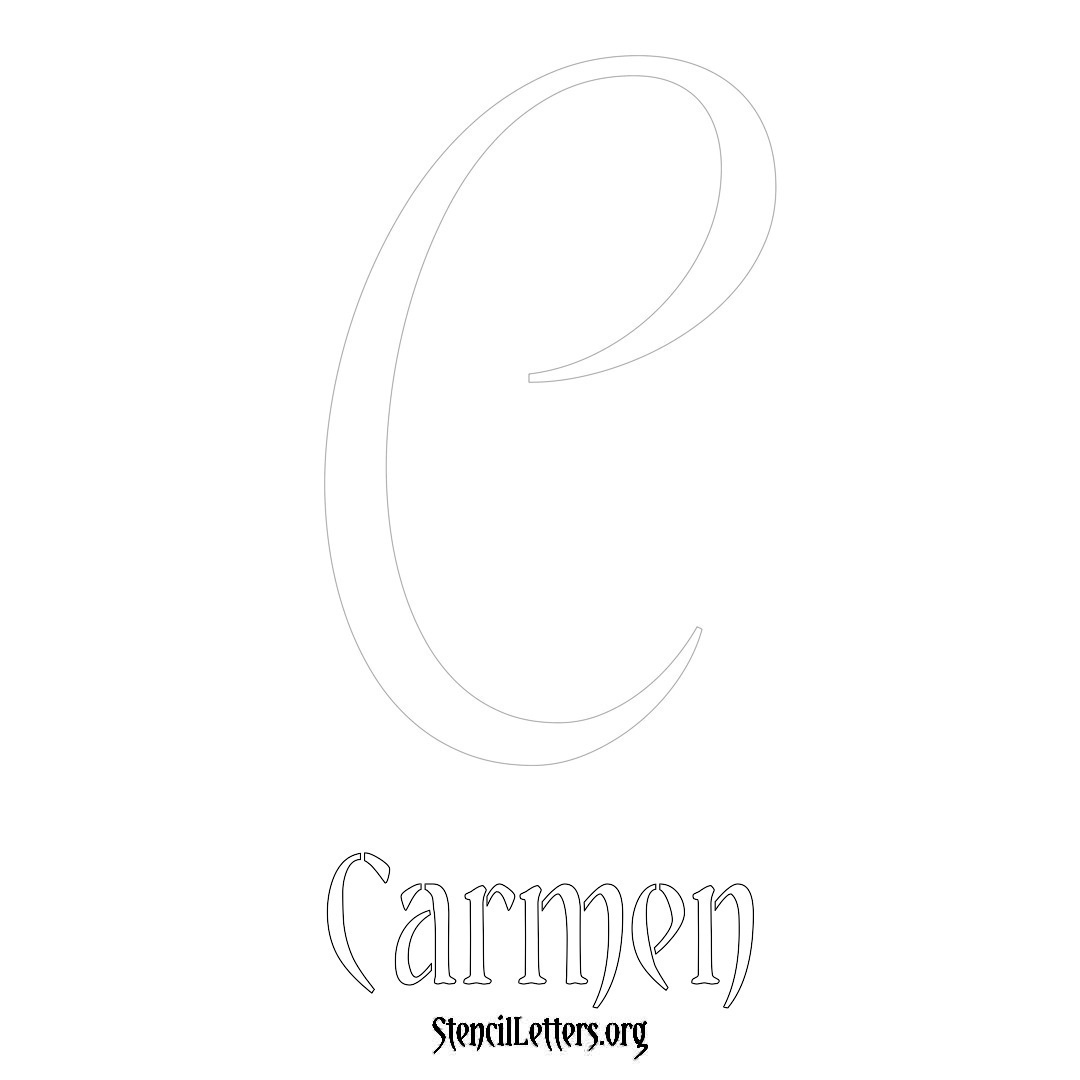 Carmen printable name initial stencil in Vintage Brush Lettering