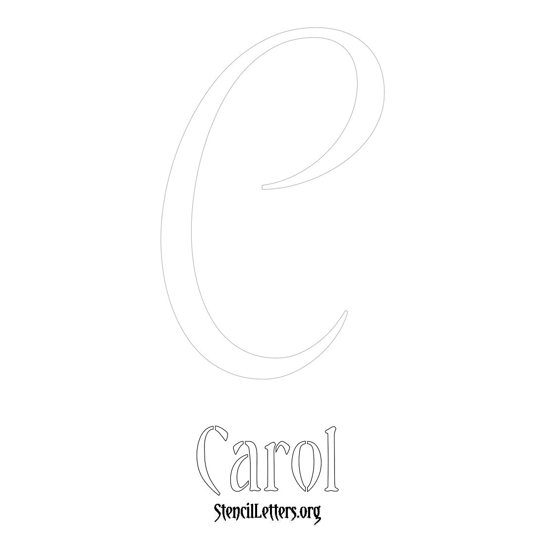 Carol printable name initial stencil in Vintage Brush Lettering