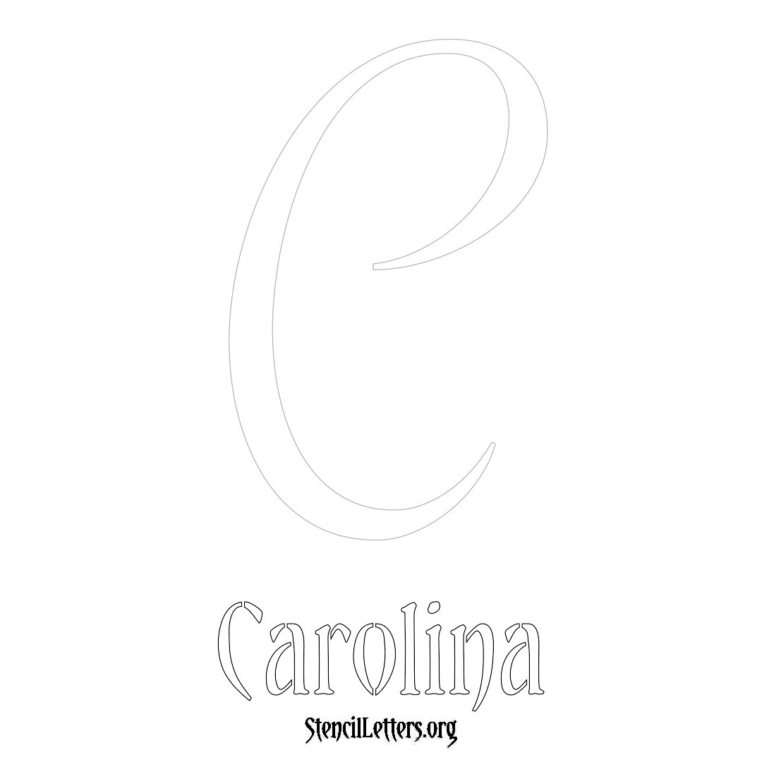 Carolina printable name initial stencil in Vintage Brush Lettering