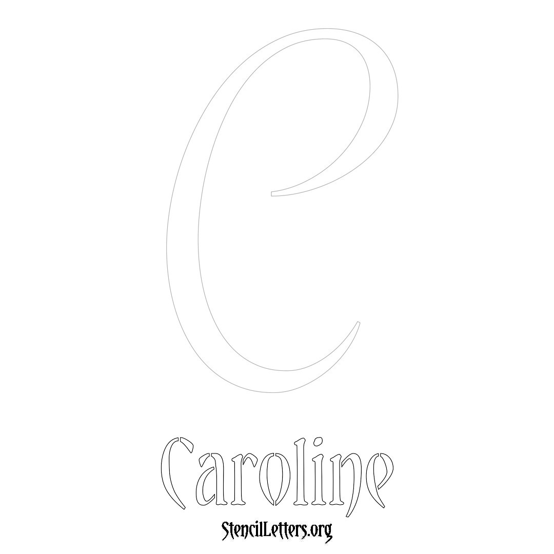 Caroline printable name initial stencil in Vintage Brush Lettering