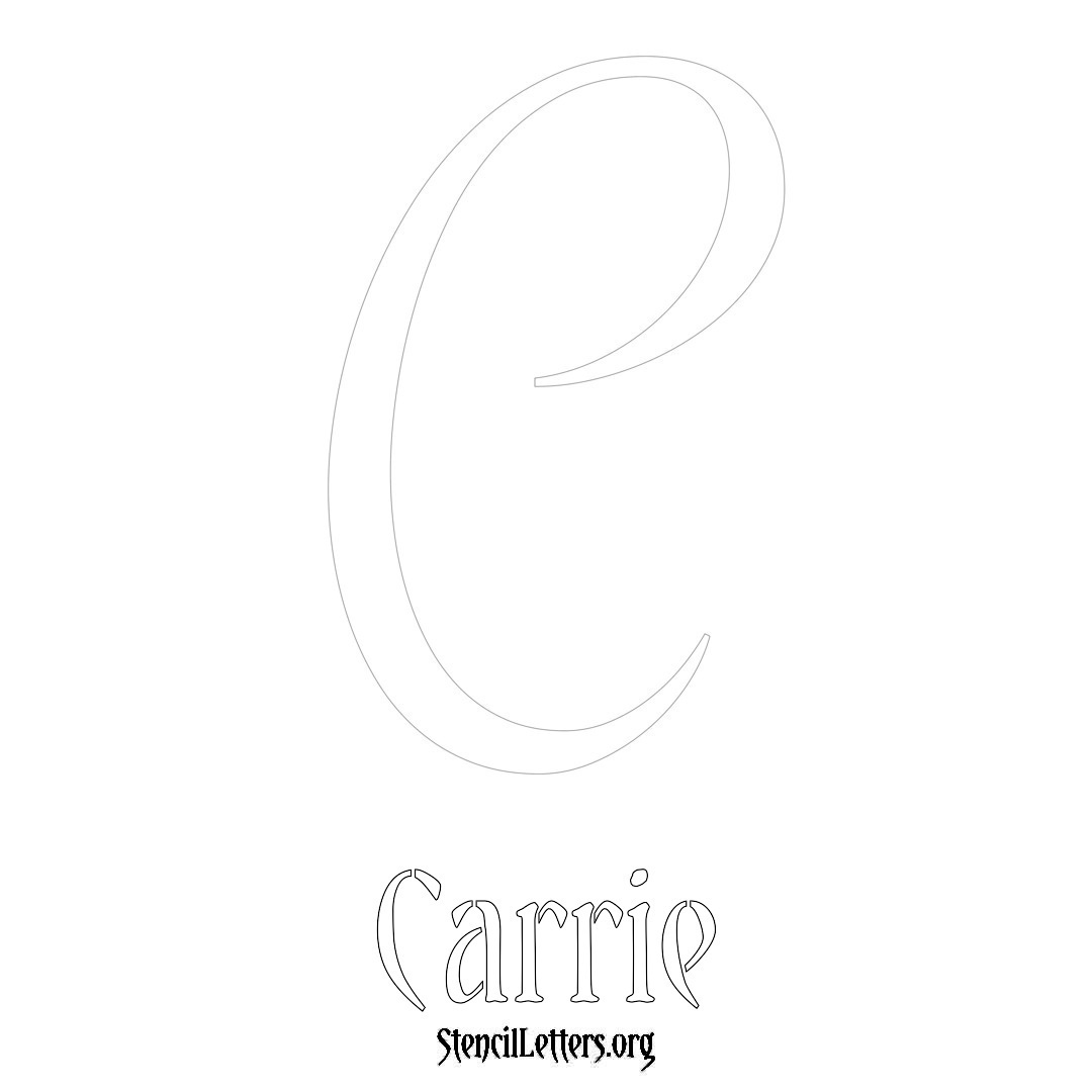 Carrie printable name initial stencil in Vintage Brush Lettering