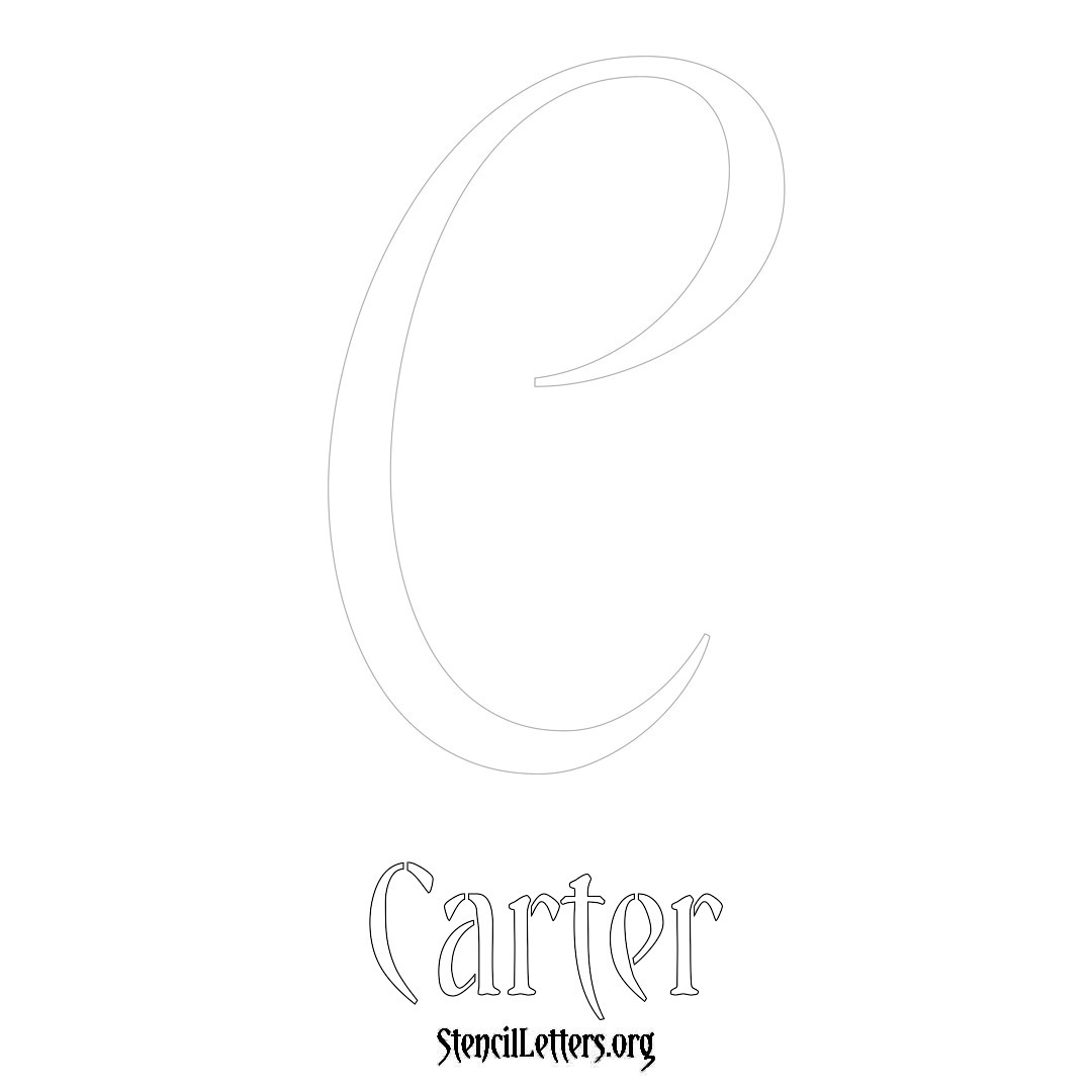 Carter printable name initial stencil in Vintage Brush Lettering