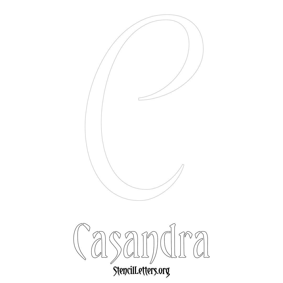 Casandra printable name initial stencil in Vintage Brush Lettering