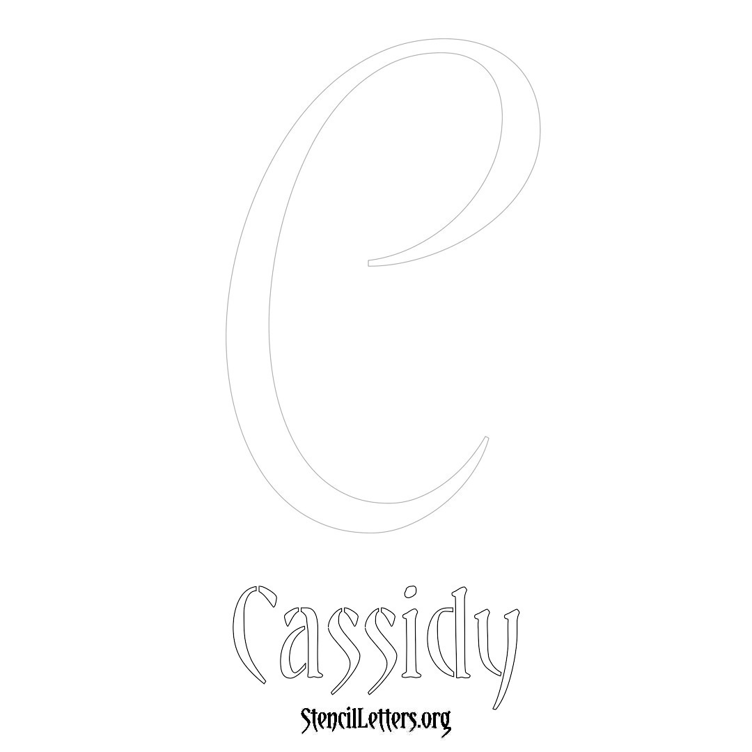 Cassidy printable name initial stencil in Vintage Brush Lettering